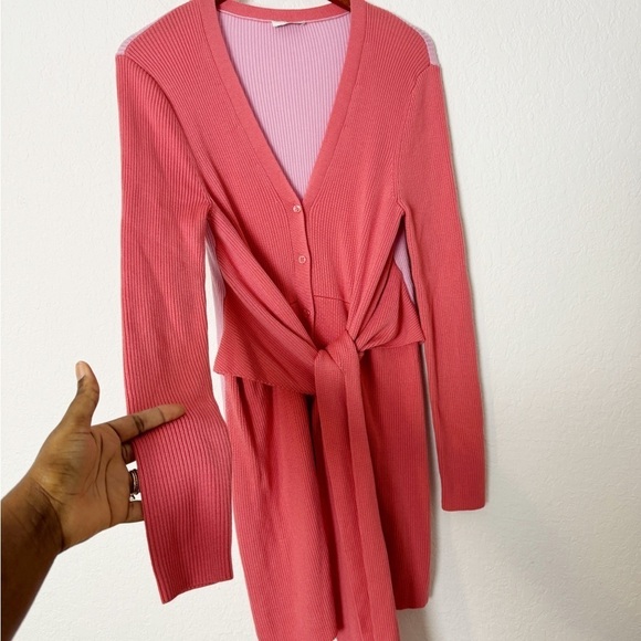 Tome Tie Front Long Ribbed Cardigan - Picture 4 of 9